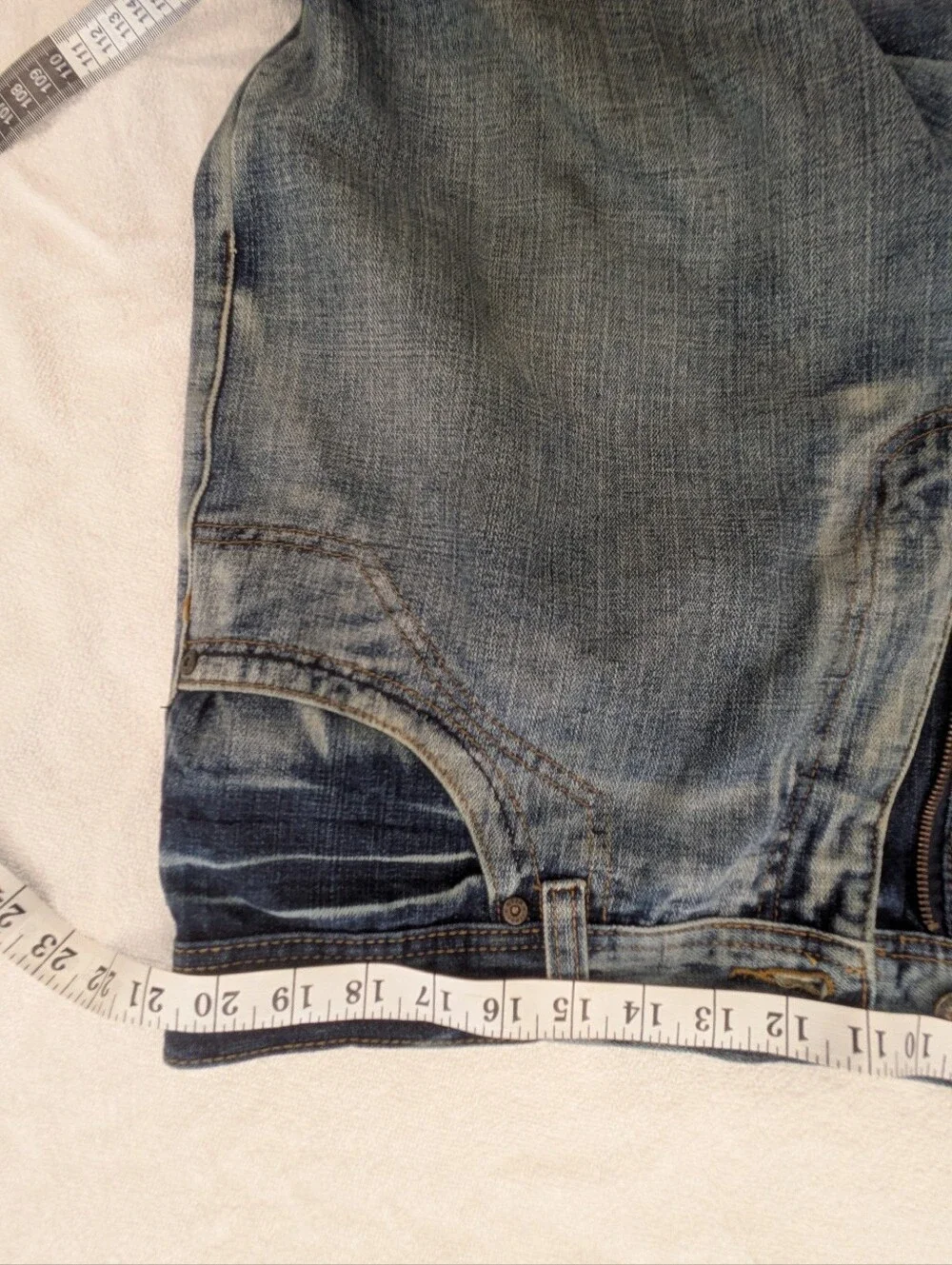 DTEK JEANS Men's Baggy Denim Jorts Size 38 Dark Blue Wash Distressed Gothi